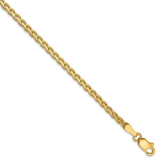 7" 14k Yellow Gold 2.5mm Flat Wheat Chain Bracelet