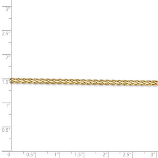 7" 14k Yellow Gold 3mm Flat Wheat Chain Bracelet
