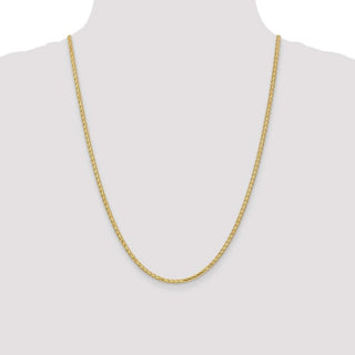 24" 14k Yellow Gold 3mm Flat Wheat Chain Necklace