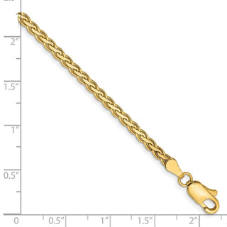 7" 14k Yellow Gold 3mm Flat Wheat Chain Bracelet
