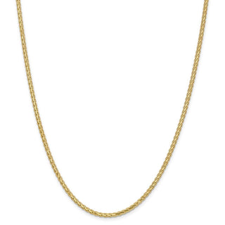 24" 14k Yellow Gold 3mm Flat Wheat Chain Necklace