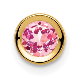 14k Yellow Gold 5mm Pink Sapphire Bezel Pendant Slide