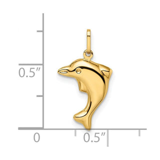 14K Yellow Gold Madi K Polished 3-D Dolphin Pendant