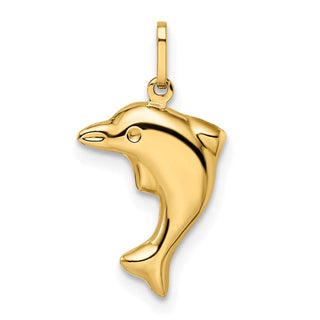 14K Yellow Gold Madi K Polished 3-D Dolphin Pendant