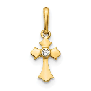14k Yellow Gold Madi K CZ Childrens Cross Charm GK870