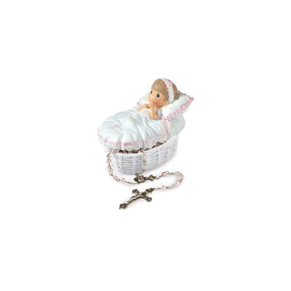 Precious Moments Pink Baby Baptism Rosary w/Box