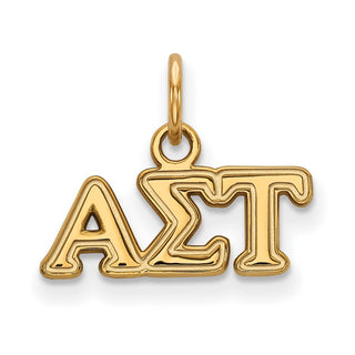 Sterling Silver Gold-plated LogoArt Alpha Sigma Tau Sorority Greek Letters Extra Small Pendant