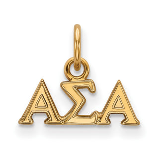 Sterling Silver Gold-plated LogoArt Alpha Sigma Alpha Sorority Greek Letters Extra Small Pendant