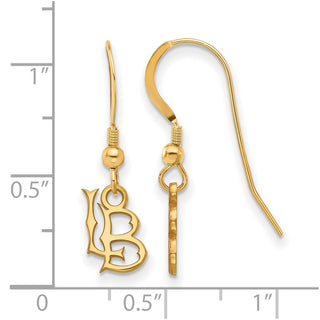 Sterling Silver Gold-plated LogoArt California State University Long Beach L-B Extra Small Dangle Wire Earrings
