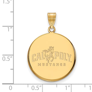 Sterling Silver Gold-plated LogoArt California Polytechnic State University Mustangs Large Disc Pendant