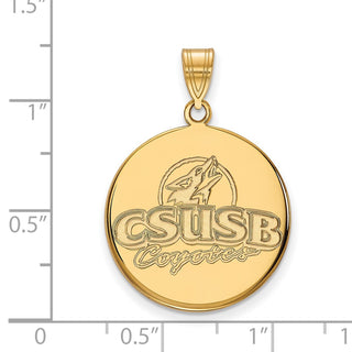 10k Gold LogoArt California State University San Bernardino Coyotes Large Disc Pendant