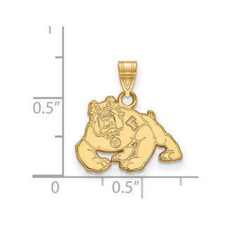 Sterling Silver Gold-plated LogoArt California State University Fresno Bulldog Small Pendant