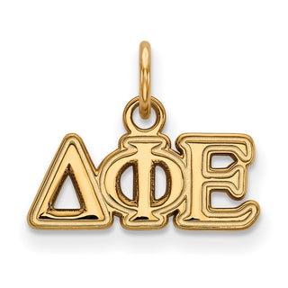 Sterling Silver Gold-plated LogoArt Delta Phi Epsilon Sorority Greek Letters Extra Small Pendant