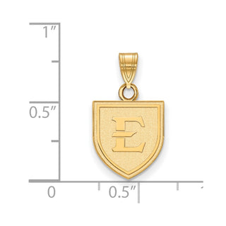 10k Gold LogoArt East Tennessee State University Letter E Shield Small Pendant