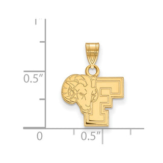 Sterling Silver Gold-plated LogoArt Fordham University Ram Small Pendant
