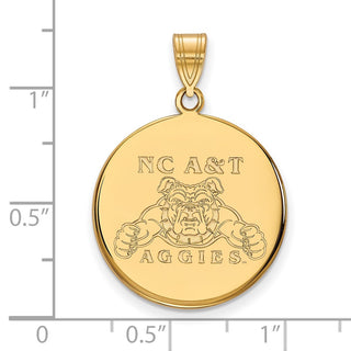 14k Gold LogoArt North Carolina A and T Aggies Large Disc Pendant