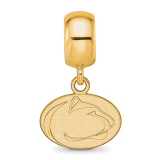 Sterling Silver Gold-plated LogoArt Penn State University Lion Extra Small Dangle Bead Charm