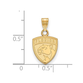 Sterling Silver Gold-plated NHL LogoArt Florida Panthers Small Pendant