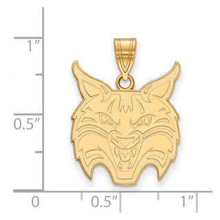 Sterling Silver Gold-plated LogoArt Quinnipiac University Bobcat Large Pendant