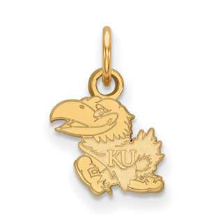 Sterling Silver Gold-plated LogoArt University of Kansas Jayhawk Extra Small Pendant GP001UKS