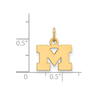 Sterling Silver Gold-plated LogoArt University of Michigan Letter M Extra Small Pendant