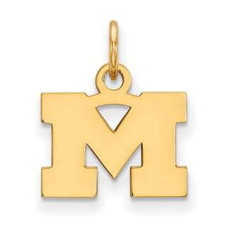 Sterling Silver Gold-plated LogoArt University of Michigan Letter M Extra Small Pendant
