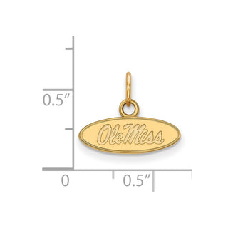 10k Gold LogoArt University of Mississippi Ole Miss Extra Small Oval Pendant