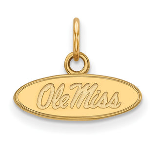 14k Gold LogoArt University of Mississippi Ole Miss Extra Small Oval Pendant