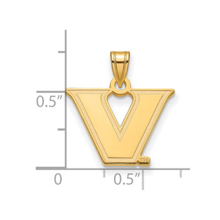 Sterling Silver w/Gold-plating LogoArt Vanderbilt University Small Pendant GP001VAU