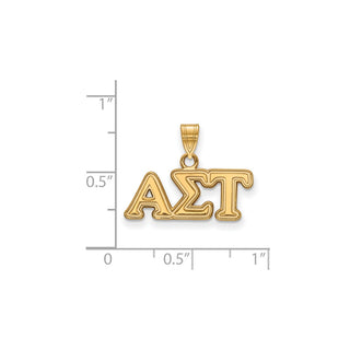 Sterling Silver Gold-plated LogoArt Alpha Sigma Tau Sorority Greek Letters Small Pendant