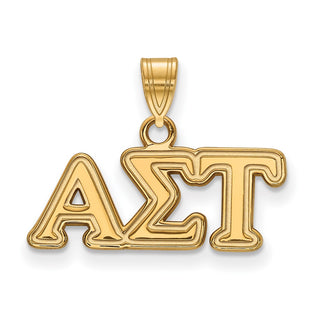 Sterling Silver Gold-plated LogoArt Alpha Sigma Tau Sorority Greek Letters Small Pendant