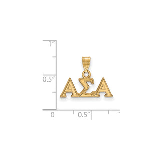 Sterling Silver Gold-plated LogoArt Alpha Sigma Alpha Sorority Greek Letters Small Pendant