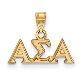 Sterling Silver Gold-plated LogoArt Alpha Sigma Alpha Sorority Greek Letters Small Pendant