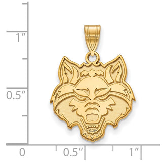 14k Gold LogoArt Arkansas State University Wolf Large Pendant