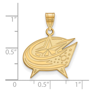 Sterling Silver Gold-plated NHL LogoArt Columbus Blue Jackets Large Pendant