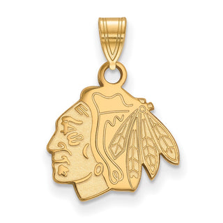 14k Gold NHL LogoArt Chicago Blackhawks Small Pendant