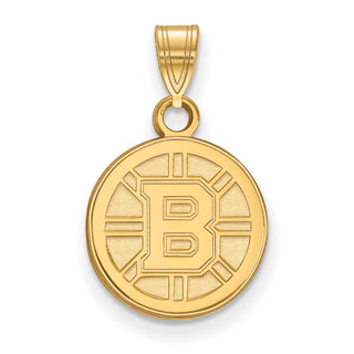 Sterling Silver Gold-plated NHL LogoArt Boston Bruins Small Pendant GP002BRI