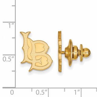 Sterling Silver Gold-plated LogoArt California State University Long Beach L-B Lapel Pin