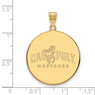 Sterling Silver Gold-plated LogoArt California Polytechnic State University Mustangs Extra Large Disc Pendant