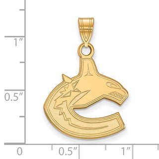 Sterling Silver Gold-plated NHL LogoArt Vancouver Canucks Large Pendant