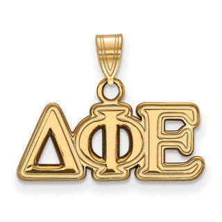 Sterling Silver Gold-plated LogoArt Delta Phi Epsilon Sorority Greek Letters Small Pendant