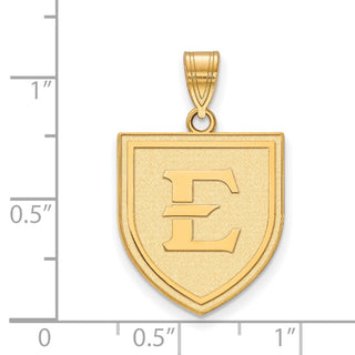 10k Gold LogoArt East Tennessee State University Letter E Shield Large Pendant