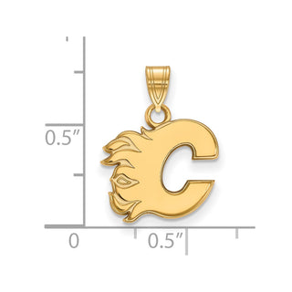 14k Gold NHL LogoArt Calgary Flames Letter C Small Pendant