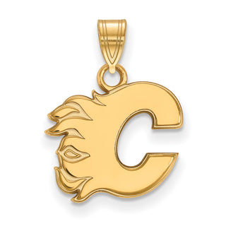 10k Gold NHL LogoArt Calgary Flames Letter C Small Pendant