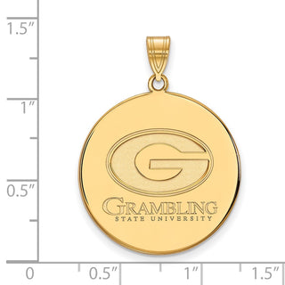 Sterling Silver Gold-plated LogoArt Grambling State University Extra Large Disc Pendant
