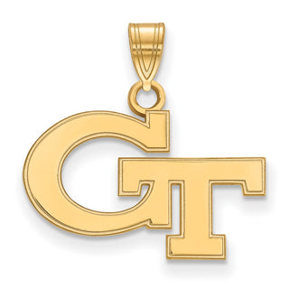 Sterling Silver Gold-plated LogoArt Georgia Institute of Technology G-T Small Pendant