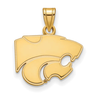 Sterling Silver Gold-plated LogoArt Kansas State University Wildcat Small Pendant