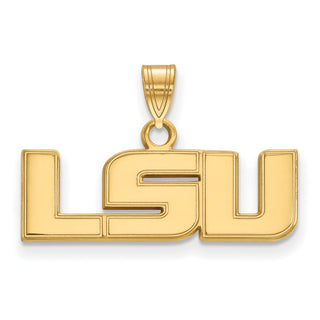 Sterling Silver Gold-plated LogoArt Louisiana State University L-S-U Small Pendant GP002LSU