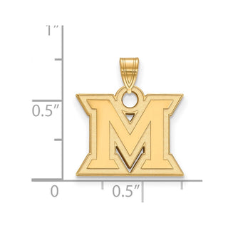 10k Gold LogoArt Miami University Ohio Letter M Small Pendant