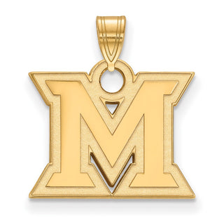 Sterling Silver Gold-plated LogoArt Miami University Ohio Letter M Small Pendant